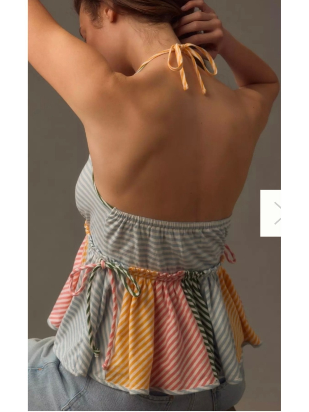 By Anthropologie Tie-Neck Mixed Ruffle Tank Size XL - Picture 2 of 6